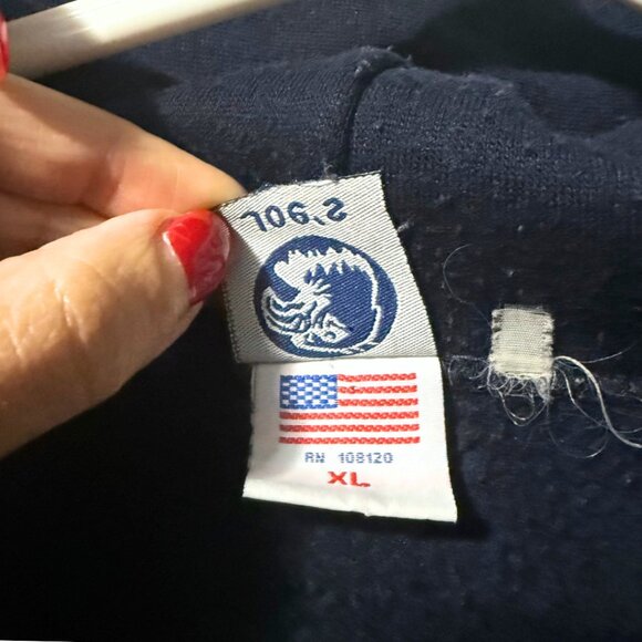 Vintage Early 1990s CIA Logo Hoodie – Navy Blue Pullover Sweatshirt – Distressed - Picture 5 of 6